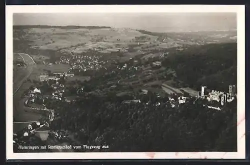 AK Tumringen, Ortsansicht mit Röttlerschloss vom Flugzeug aus