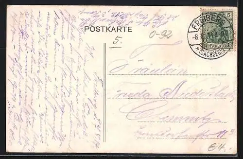 AK Freiberg i. Sa., König Albert Park mit Springbrunnen