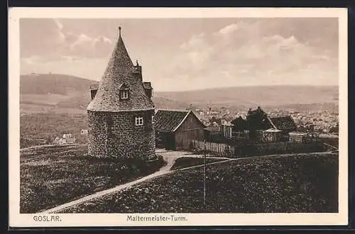 AK Goslar, Maltermeister-Turm mit Blick auf den Ort