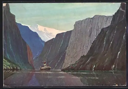 Künstler-AK Robert Schmidt: Nordlandreisen der Hamburg Süd, Motorschiff Monte Sarmiento