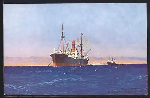 Künstler-AK Robert Schmidt: Passagierschiff der Oldenburg-Portugiesische Dampfschiffa-Rhederei Hamburg