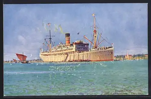 Künstler-AK Robert Schmidt: Passagierschiff Usaramo auf Reede