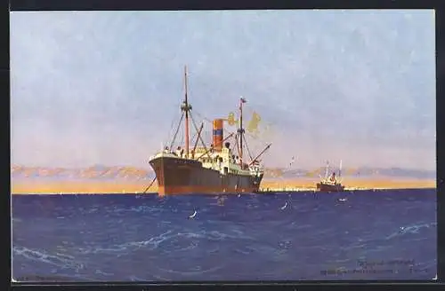 Künstler-AK Robert Schmidt: Passagierschiff der Oldenburg-Portugiesische Dampfschiffa-Rhederei Hamburg
