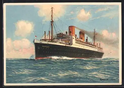 Künstler-AK Robert Schmidt: Nordd. Lloyd Passagierschiff Stuttgart
