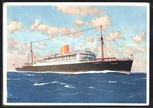 Künstler-AK Robert Schmidt: Doppelschrauben-Turbinen-Schnelldampfer Potsdam auf hoher See, Passagierschiff