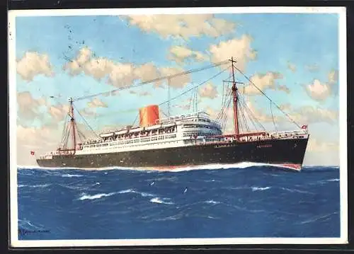 Künstler-AK Robert Schmidt: Doppelschrauben-Turbinen-Schnelldampfer Potsdam