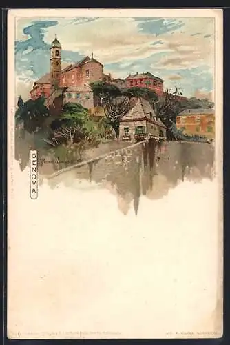 Künstler-AK Manuel Wielandt: Genova, Blick zur Ortschaft um 1900