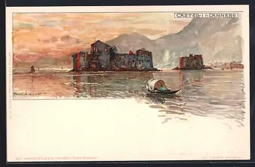 Künstler-Lithographie Manuel Wielandt: Castell di Cannero