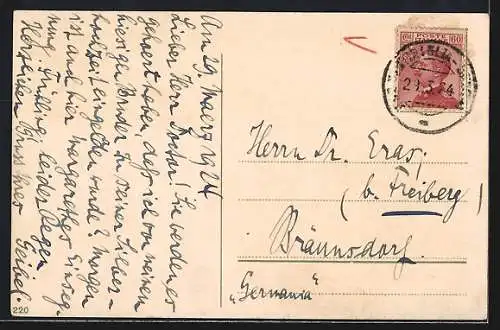 Künstler-AK Manuel Wielandt: San Remo, Flusspartie mit Brücke, Teilansicht