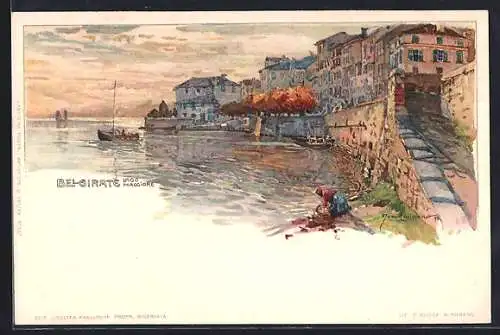 Künstler-AK Manuel Wielandt: Belgirate, Lago Maggiore, Ortspartie