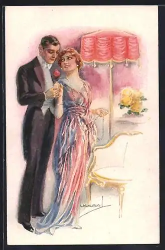 Künstler-AK Luis Usabal: Paar in trauter Zweisamkeit