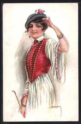 Künstler-AK Luis Usabal: Mädchen in südländischer Tracht