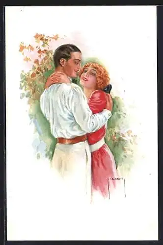 Künstler-AK Luis Usabal: Liebespaar in inniger Umarmung
