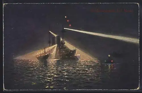 Künstler-AK Hans Bohrdt: Schiff beim Kohlennehmen bei Nacht