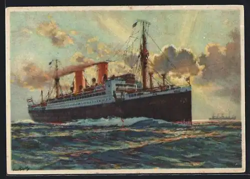 Künstler-AK Passagierschiff München, Norddeutscher Lloyd Bremen