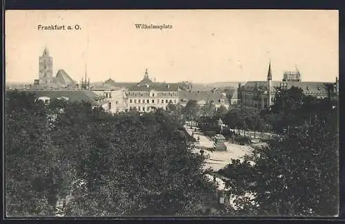 AK Frankfurt a. O., Wilhelmsplatz mit Denkmal