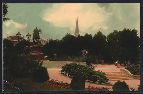 AK Frankfurt a. O., Wilhelmsplatz mit Denkmal