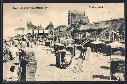 AK Westerland a. Sylt, Nordseebad, Neutralstrand