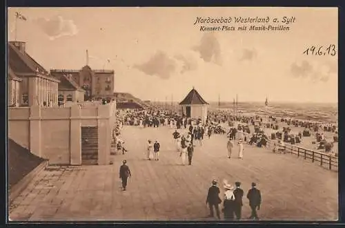 AK Westerland a. Sylt, Nordseebad, Konzert-Platz mit Musik-Pavillon