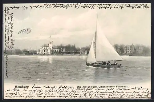 AK Hamburg, Alster beim Cafe Uhlenhorster Fährhaus