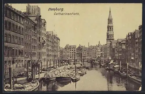AK Alt-Hamburg, Catharinenfleth mit Booten