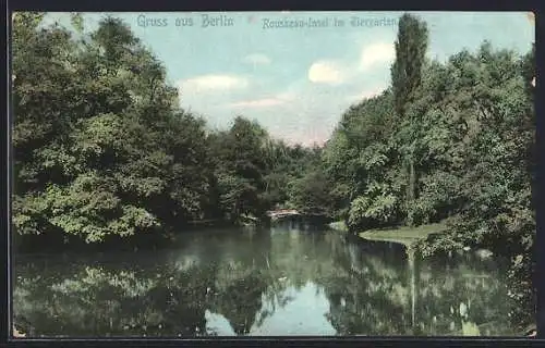 AK Berlin, Rousseau-Insel im Tiergarten