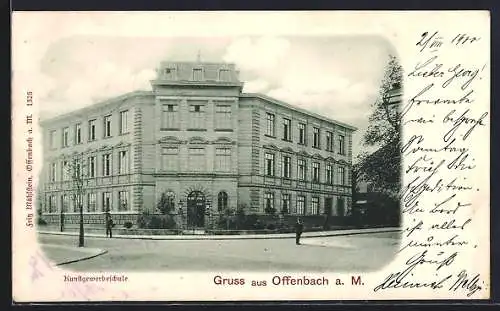 AK Offenbach a. M., die Kustgewerbeschule mit Haupteingang