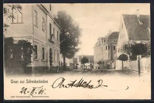 AK Schwabmünchen, Teilansicht mit Strassenpartie