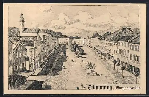 Künstler-AK Eugen Felle: Tittmoning, Burghausertor