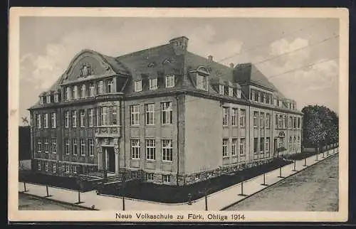 AK Fürk, Neue Volksschule zu Fürk, Ohligs 1914