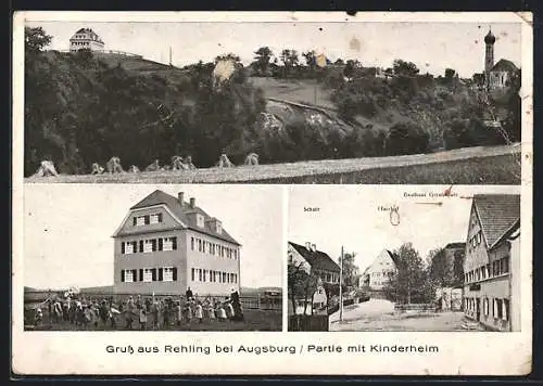 AK Rehling bei Augsburg, Kinderheim, Gasthaus Gernhäuser