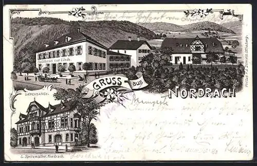 Lithographie Nordrach, Gasthaus zur Linde, Dependance