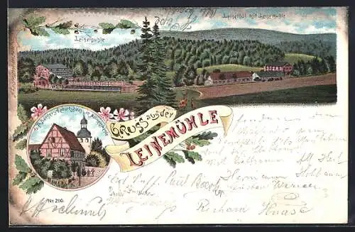 Lithographie Leinemühle, Geburtshaus von G. A. Bürger, Leinethal
