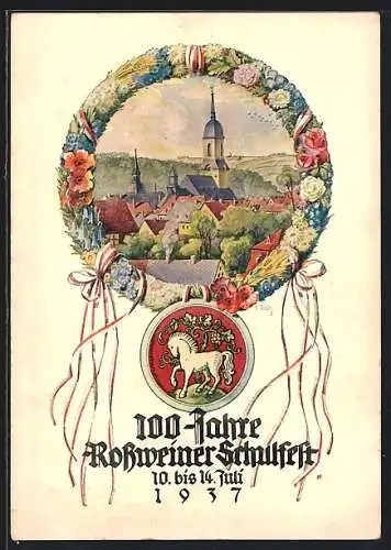 AK Rosswein, Ortsansicht, 100 Jahre Rossweiner Schulfest 1937