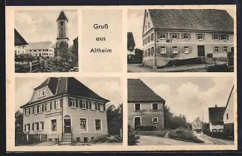 AK Altheim / Alb, Gasthaus, Handlung Karl Mangold, Strassenpartie
