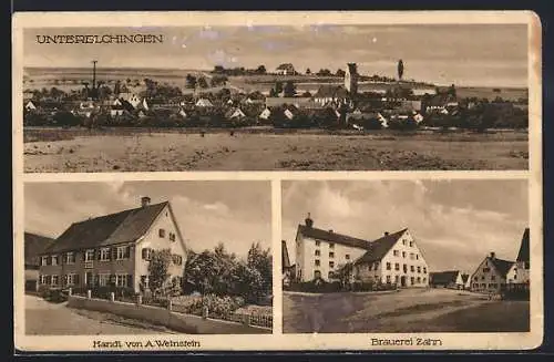 AK Unterelchingen, Brauerei Zahn, Ortsansicht