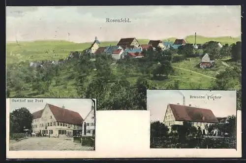 AK Rosenfeld / Württ., Brauerei Fischer, Gasthof zur Post