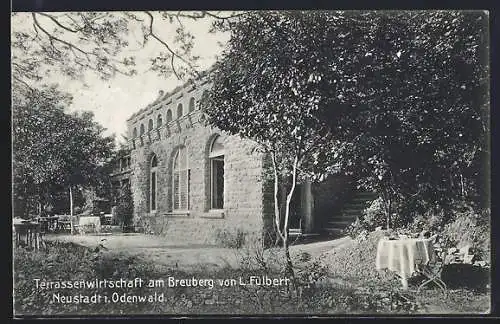 AK Neustadt /Odenw., Gasthaus Terrassenwirtschaft am Breuberg L. Fülbert, Gartenansicht