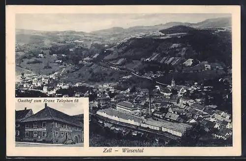 AK Zell / Wiesental, Gasthof zum Kranz, Blick ins Wiesental
