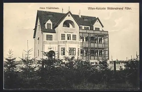 AK Wyk / Föhr, Villen-Kolonie Süderstrand /Föhr, Hotel Haus Friedrichsen, Vorderansicht