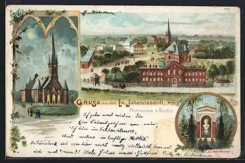 Lithographie Berlin-Wedding, Ev. Johannesstift am Plötzensee