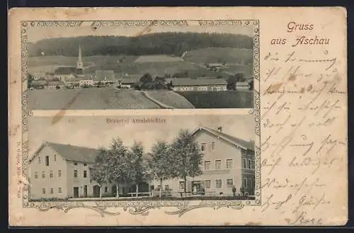 AK Aschau / Inn, Brauerei Amelsbichler, Totalansicht aus der Vogelschau