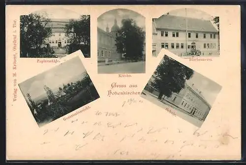AK Hohenkirchen / Thür., Papiermühle, Bierbrauerei, Schule, Gesamtansicht, Kirche
