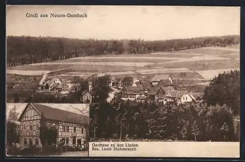 AK Neuen-Dambach, Gasthaus zu den Linden L. Stubenrauch, Gesamtansicht aus der Vogelschau