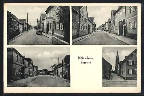 AK Delkenheim /Taunus, Strassenpartie mit Gasthaus, Strassenpartie mit Kirche