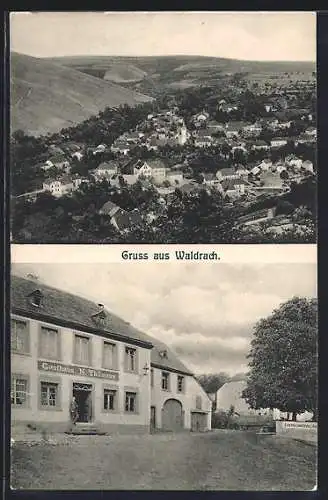 AK Waldrach, Gasthaus N. Thilmany, Gesamtansicht aus der Vogelschau