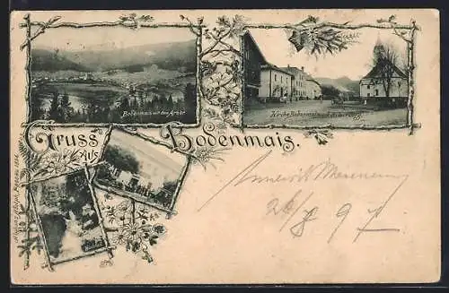 AK Bodenmais, Kirche und Silberberg, Hochfall, Panorama