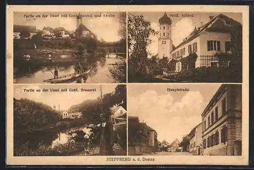AK Stepperg, Gräfl. Schloss, Hauptstrasse, Ussel mit Gräfl. Brauerei