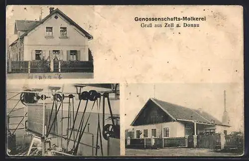 AK Zell a. Donau, Genossenschafts-Molkerei, Gebäudeansicht, Innenansicht, Wohnhaus