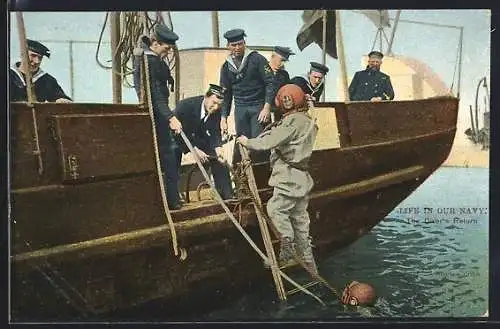 AK Matrosen holen den Taucher wieder an Bord